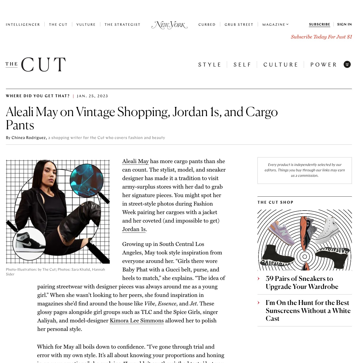 The Cut: Aleali May on Vintage Shopping, Jordan 1s, and Cargo Pants